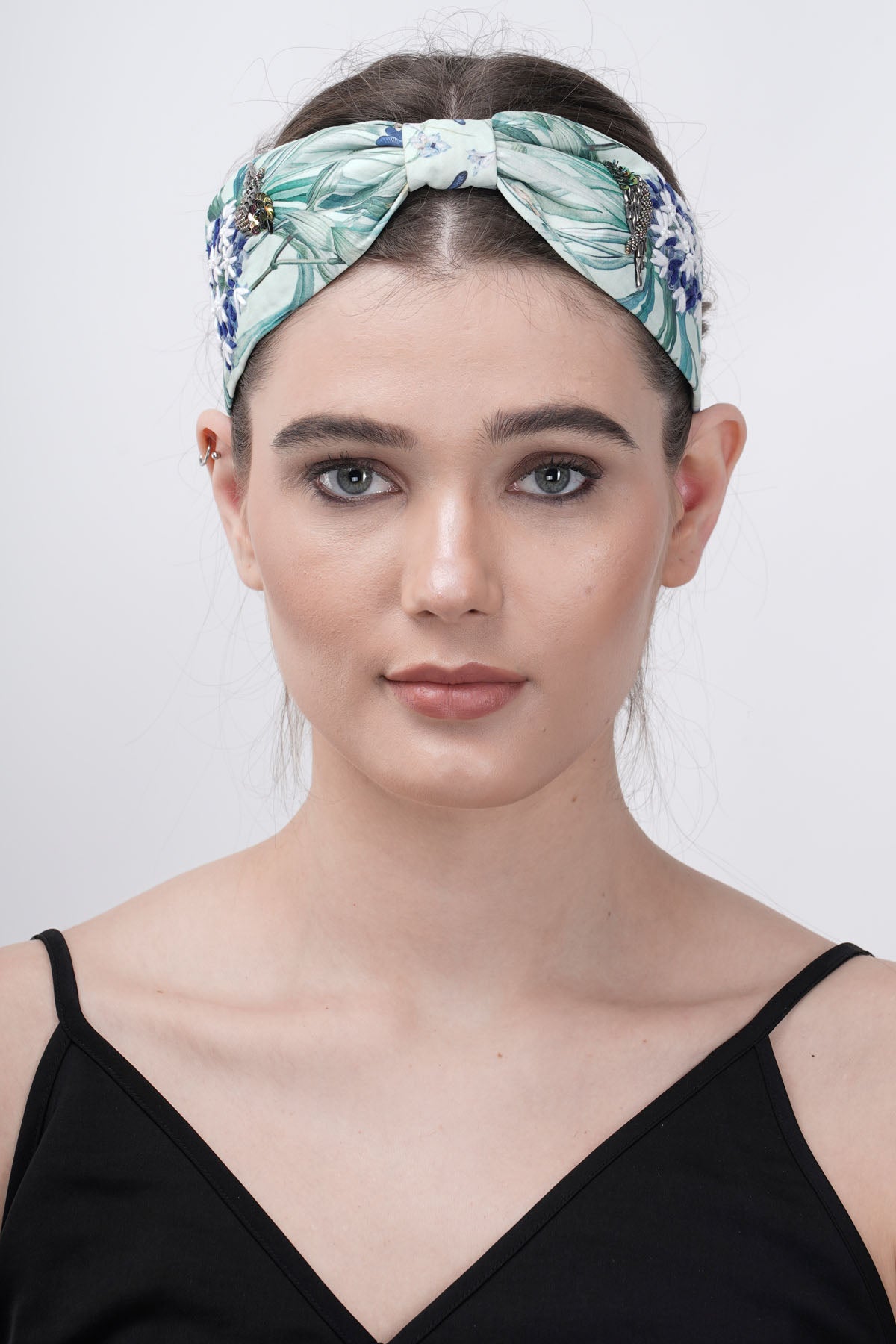 Mint Satin Bird Design Headband