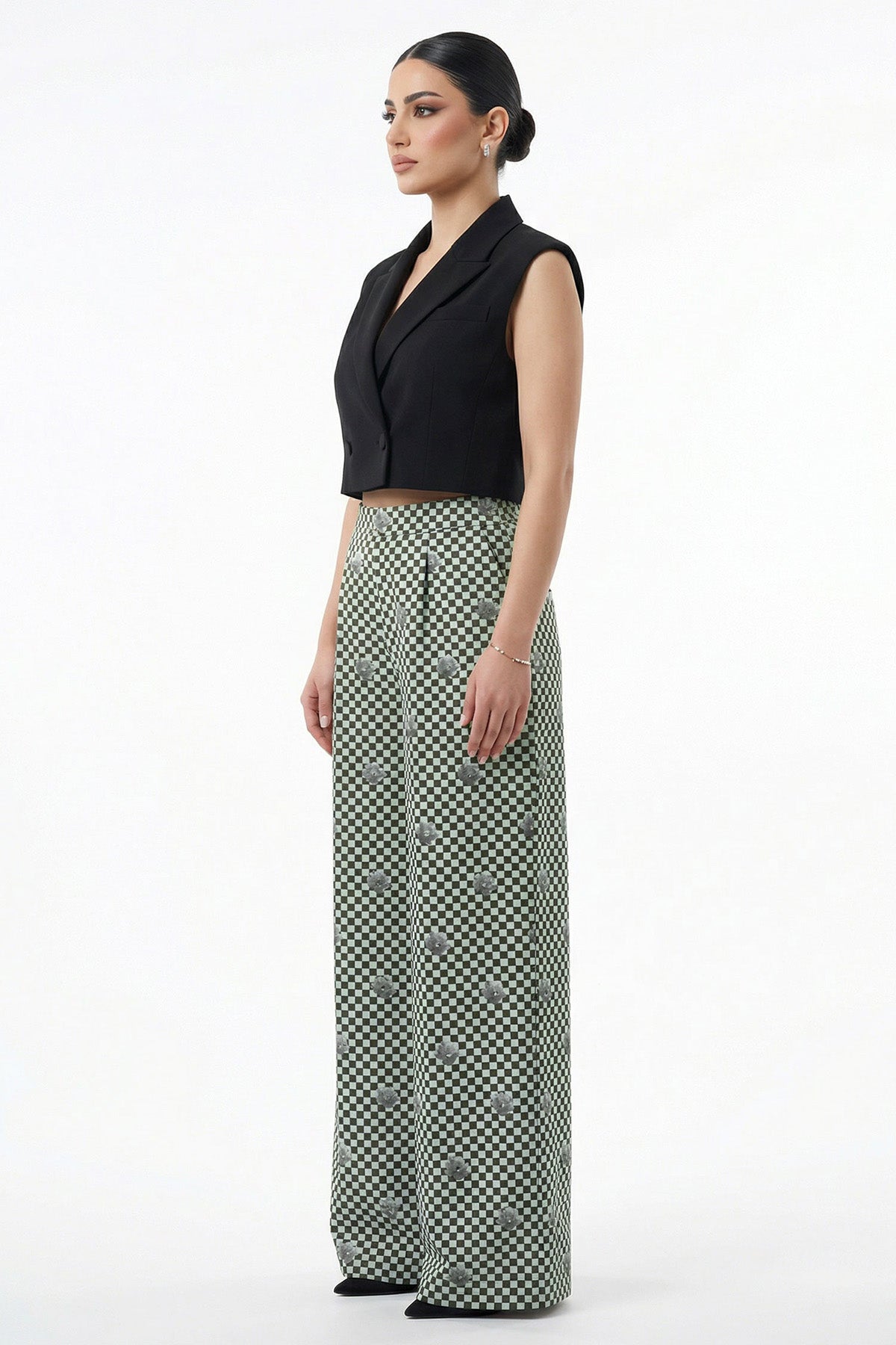 Mint Satin Wide Trouser Pant