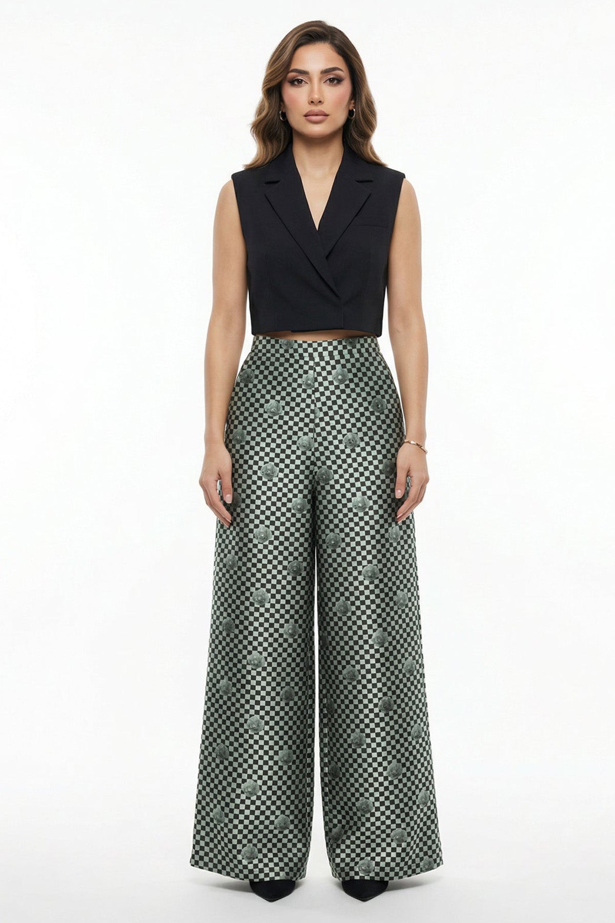 Buy Mint Satin Wide Trouser Pant for women by Tezhhomayaa online available at scrollnshops
