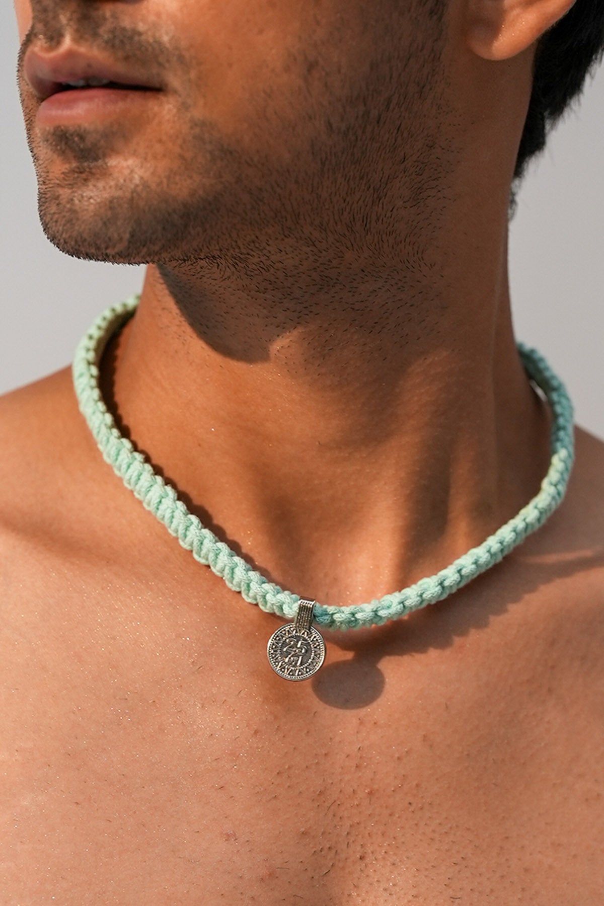 Buy Mint Thread Knotted Coin Choker by Beachbum for men online at ScrollnShops