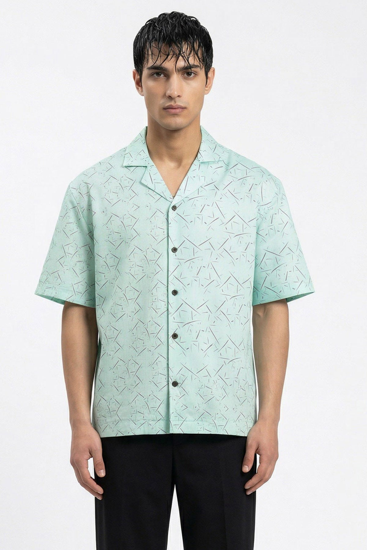 Buy Mint Viscose Blend Collar Shirt for men by Tezhhomayaa online available at scrollnshops