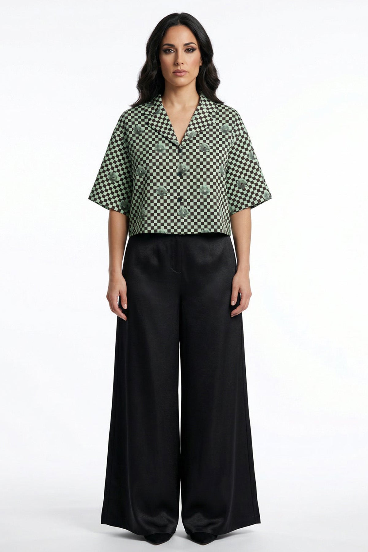 Buy Mint Viscose Blend Crop Shirt for women by Tezhhomayaa online available at scrollnshops