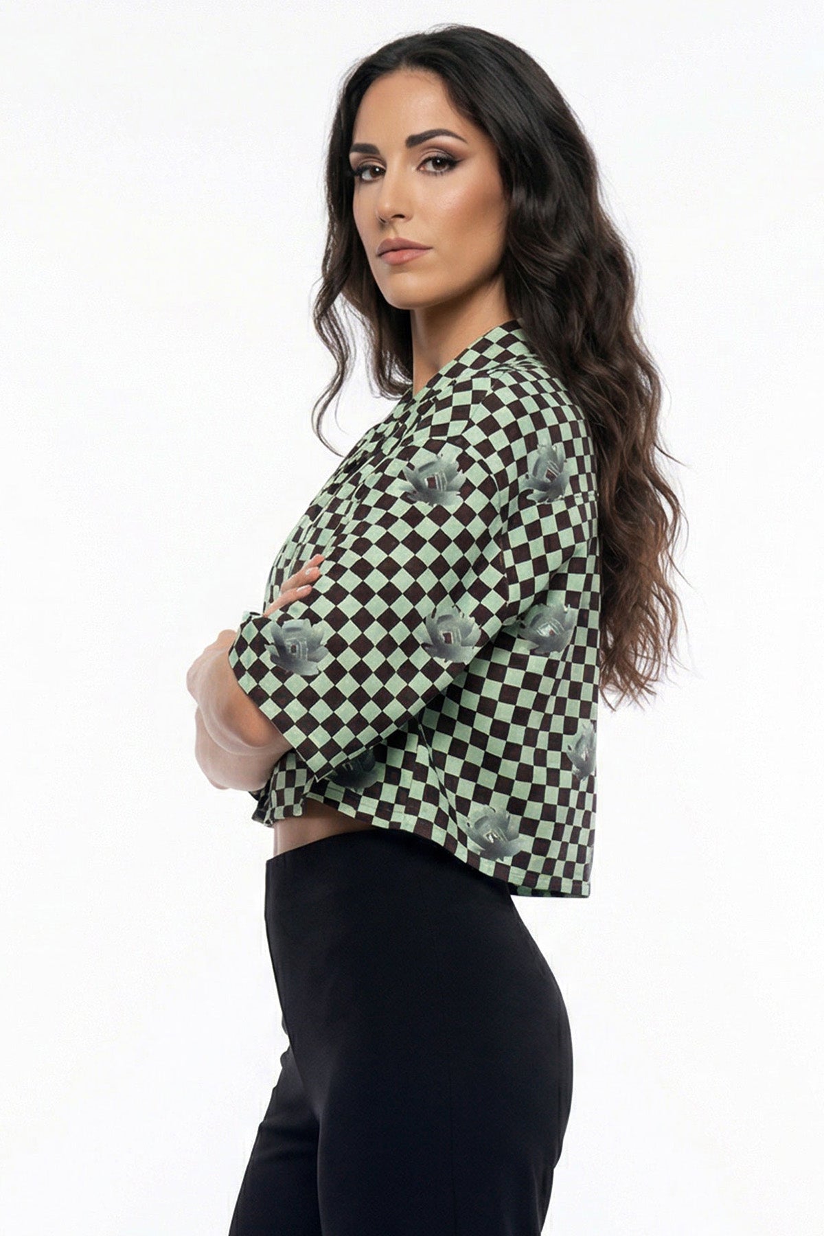 Mint Viscose Blend Crop Shirt