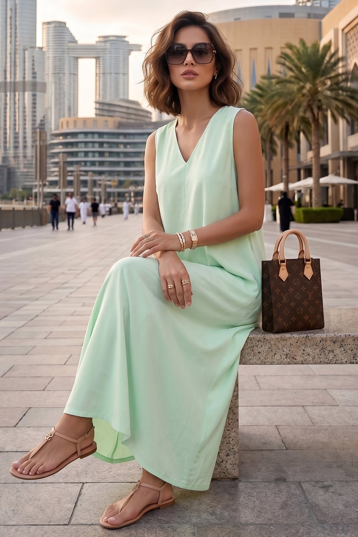 Minty A-Line Cotton Maxi Dress