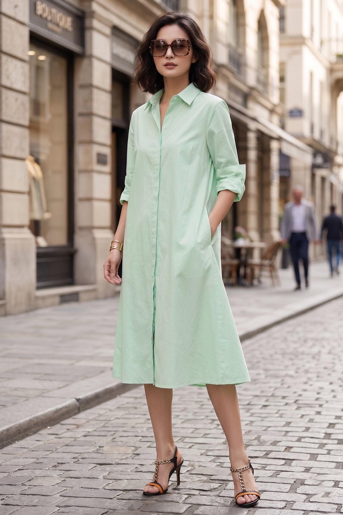 Buy Minty Knee Length Shirt Dress for women by Sneha B online available at scrollnshops