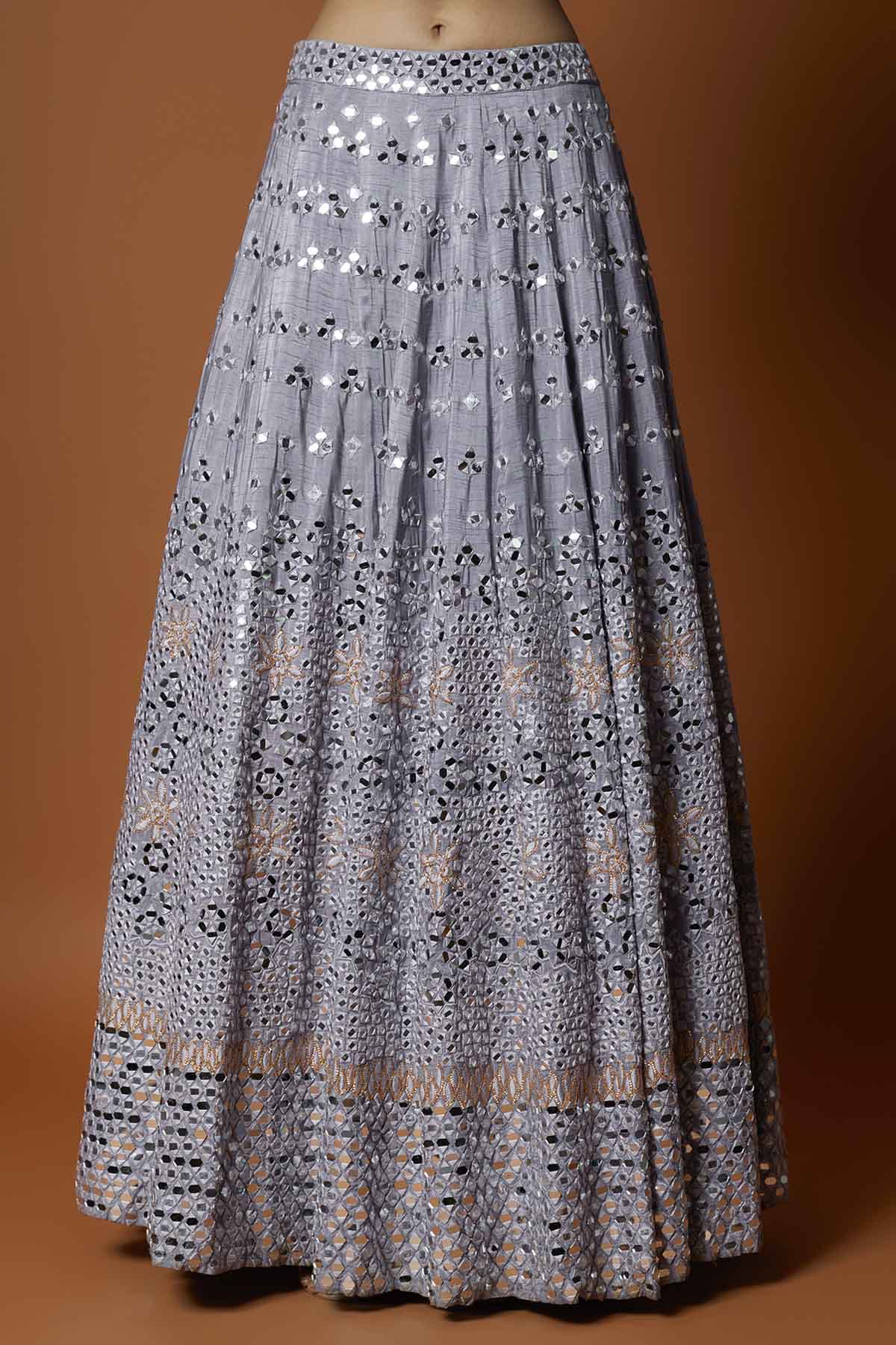 Lilac Raw Silk Lehenga Set