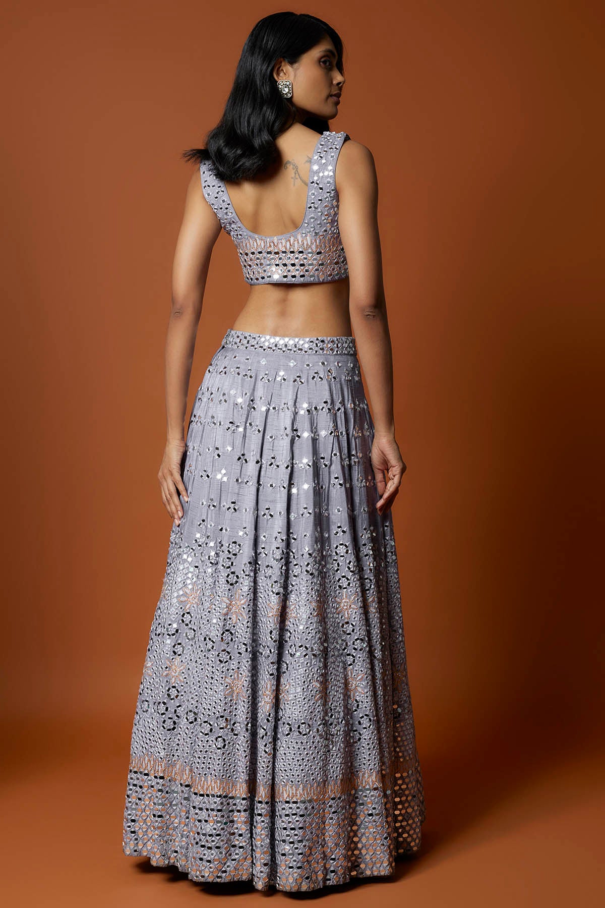 Lilac Raw Silk Lehenga Set