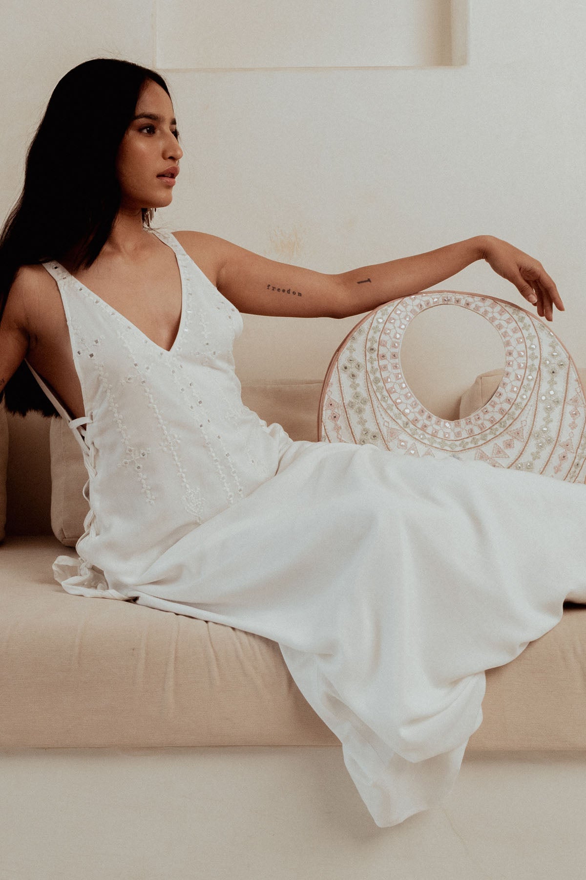 Buy Mirror Chiffon White Shift Dress By Beachbum Online