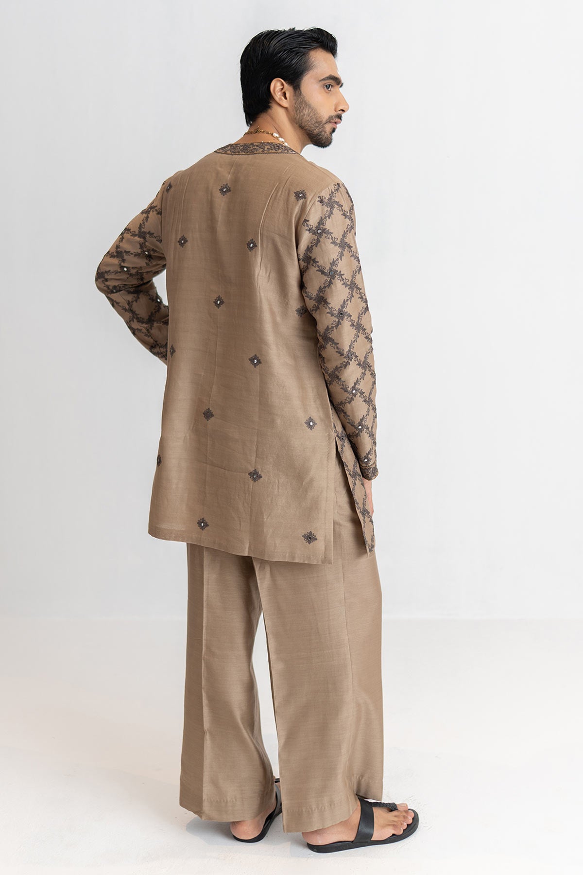 Mocha Beige Aari Kurta & Pants
