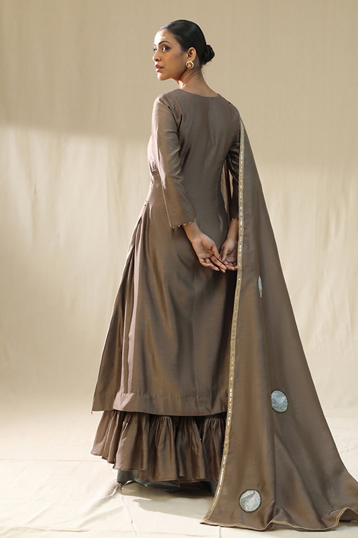 Mocha Chanderi Silk Kurta Set