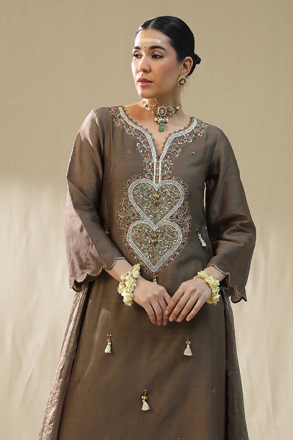 Mocha Dori Embroidered Kurta Set