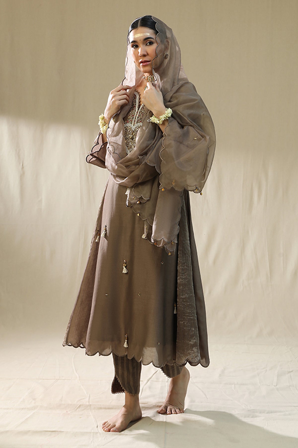 Mocha Dori Embroidered Kurta Set