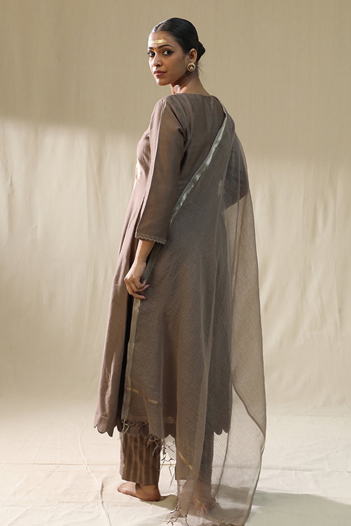 Mocha Handpainted Kurta Set