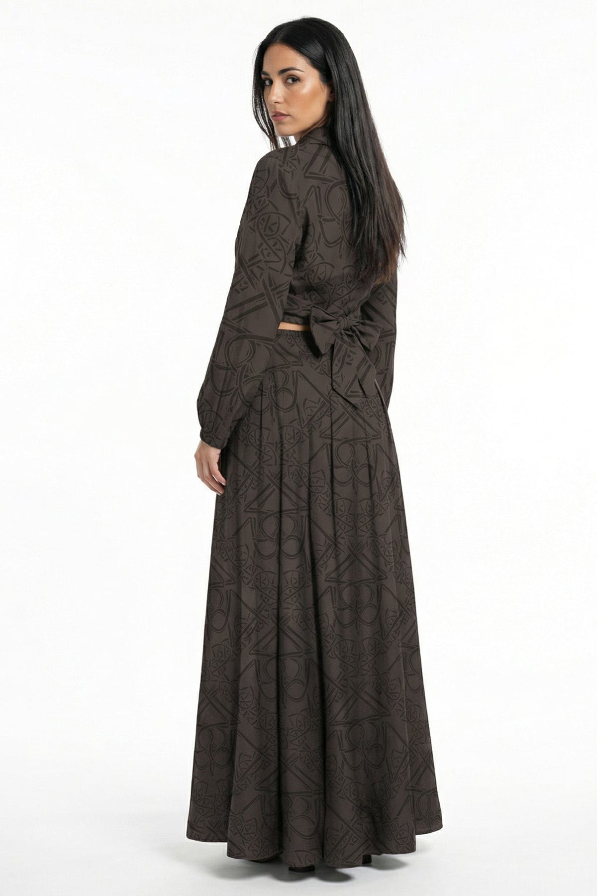 Mocha Satin Cross Over Shirt