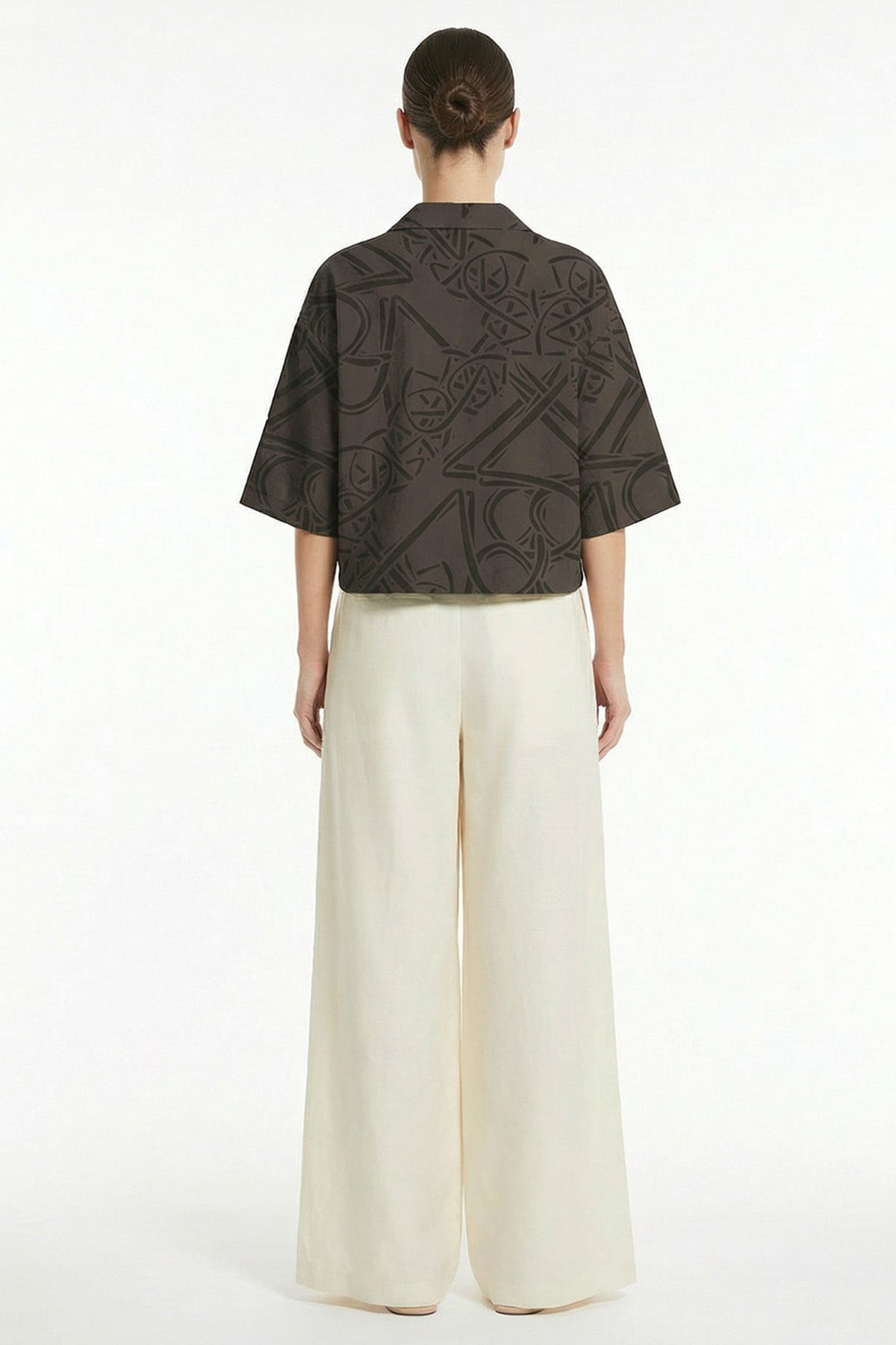 Mocha Viscose Blend Crop Shirt