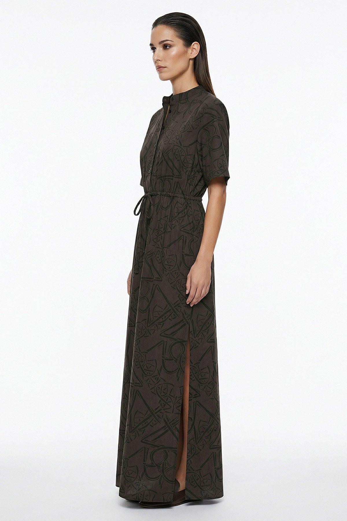 Mocha Viscose Blend Maxi Dress