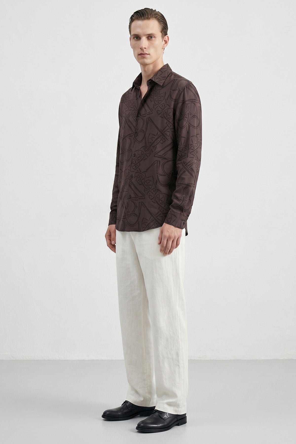 Viscose Detailing Mocha Shirt