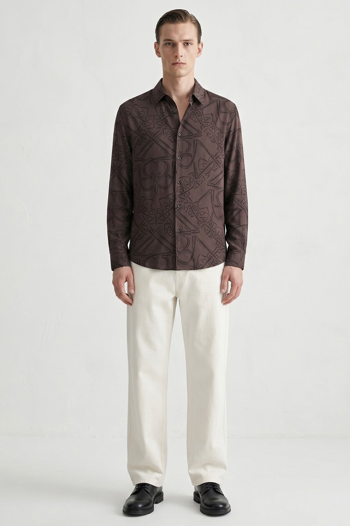 Buy Viscose Detailing Mocha Shirt for men by Tezhhomayaa online available at scrollnshops