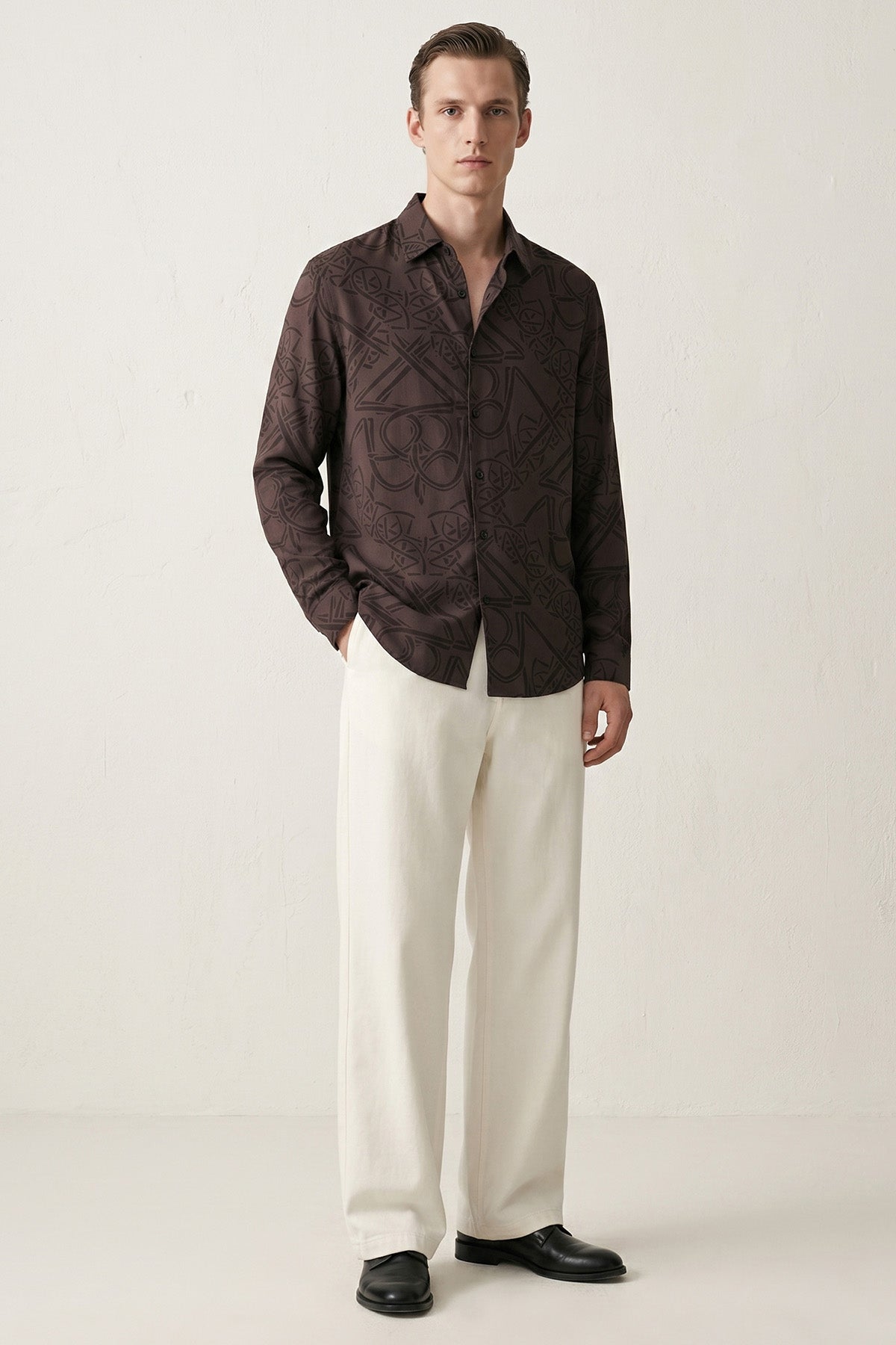 Viscose Detailing Mocha Shirt