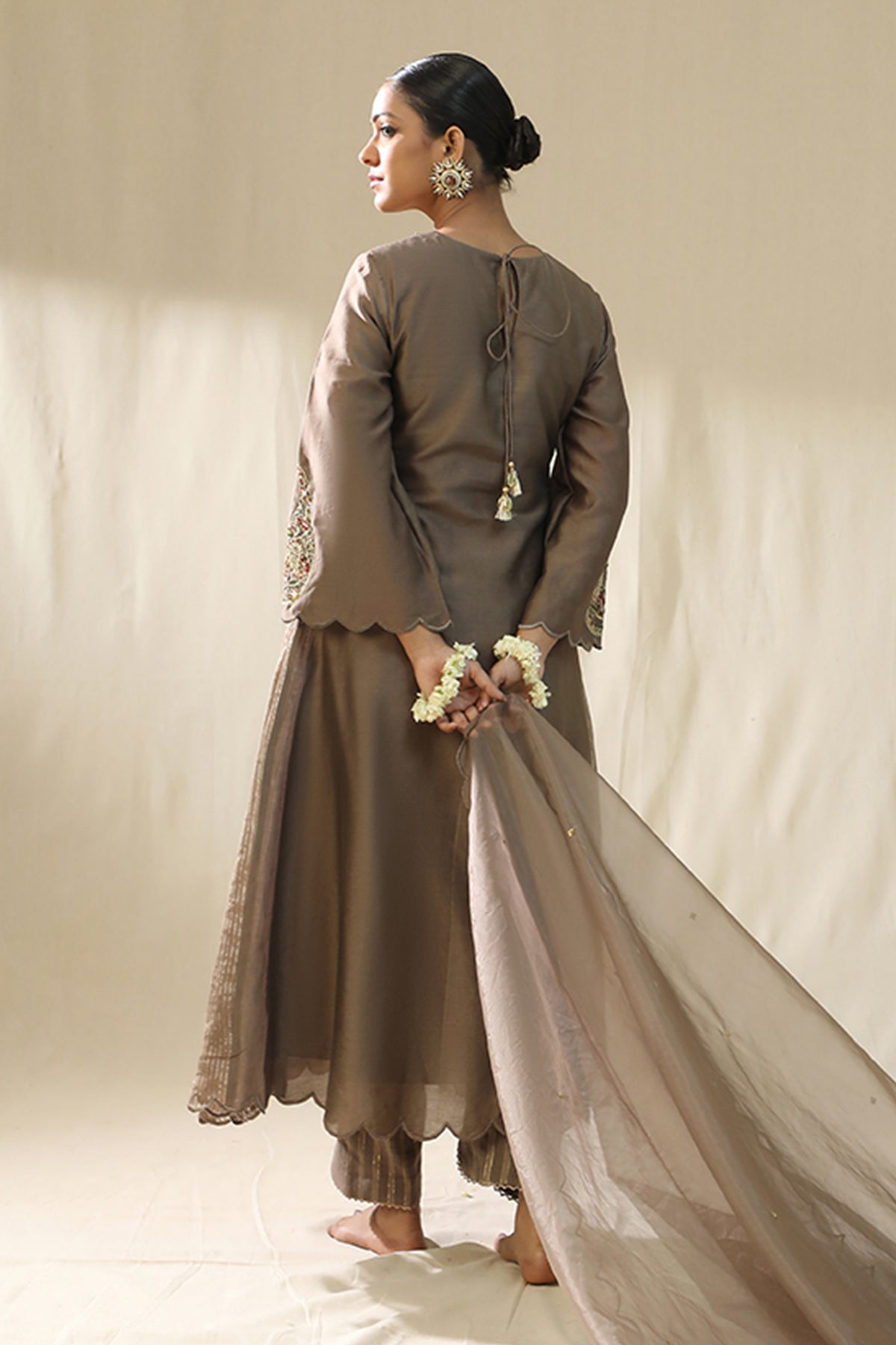 Mocha Zardozi Work Kurta Set