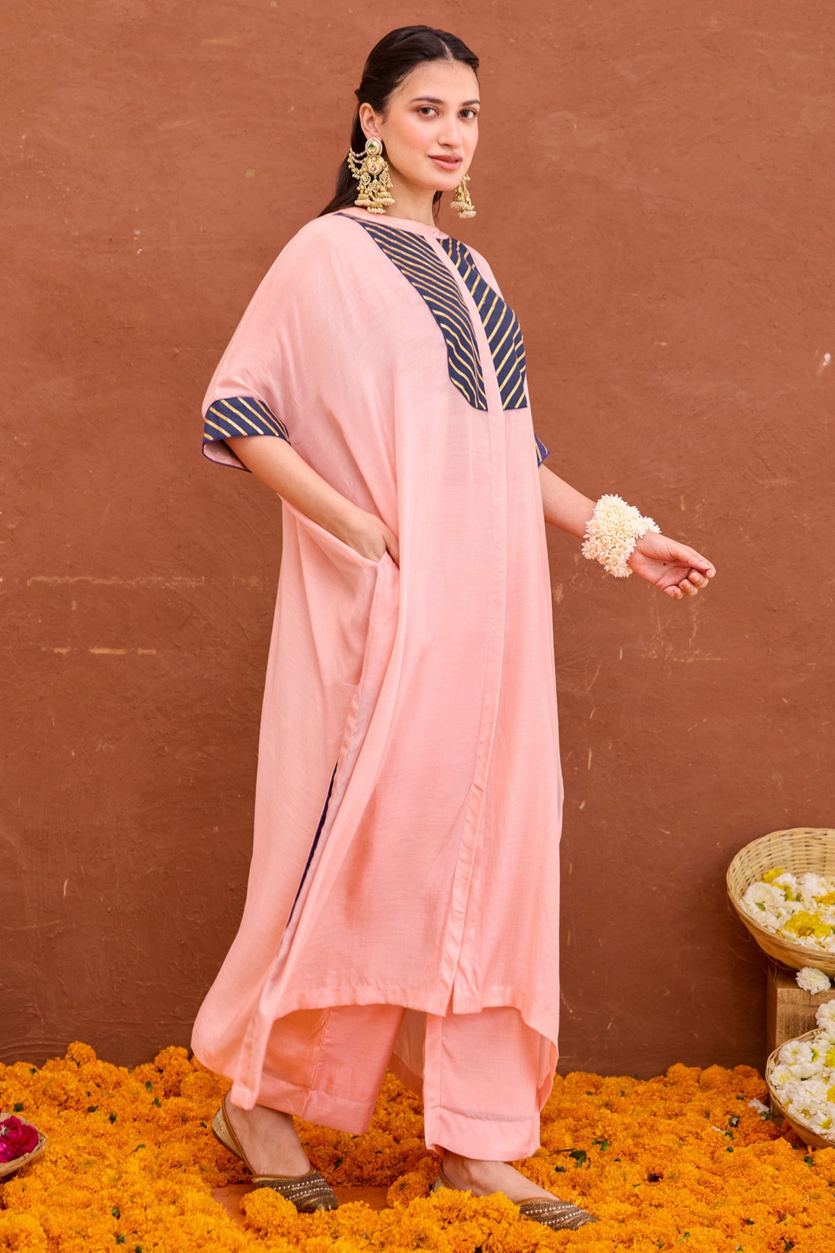 Modal Silk Peach Kurta & Pants