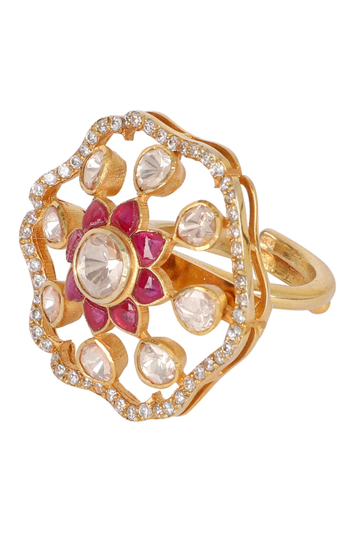 Moissanite Polki Bahaar Ring