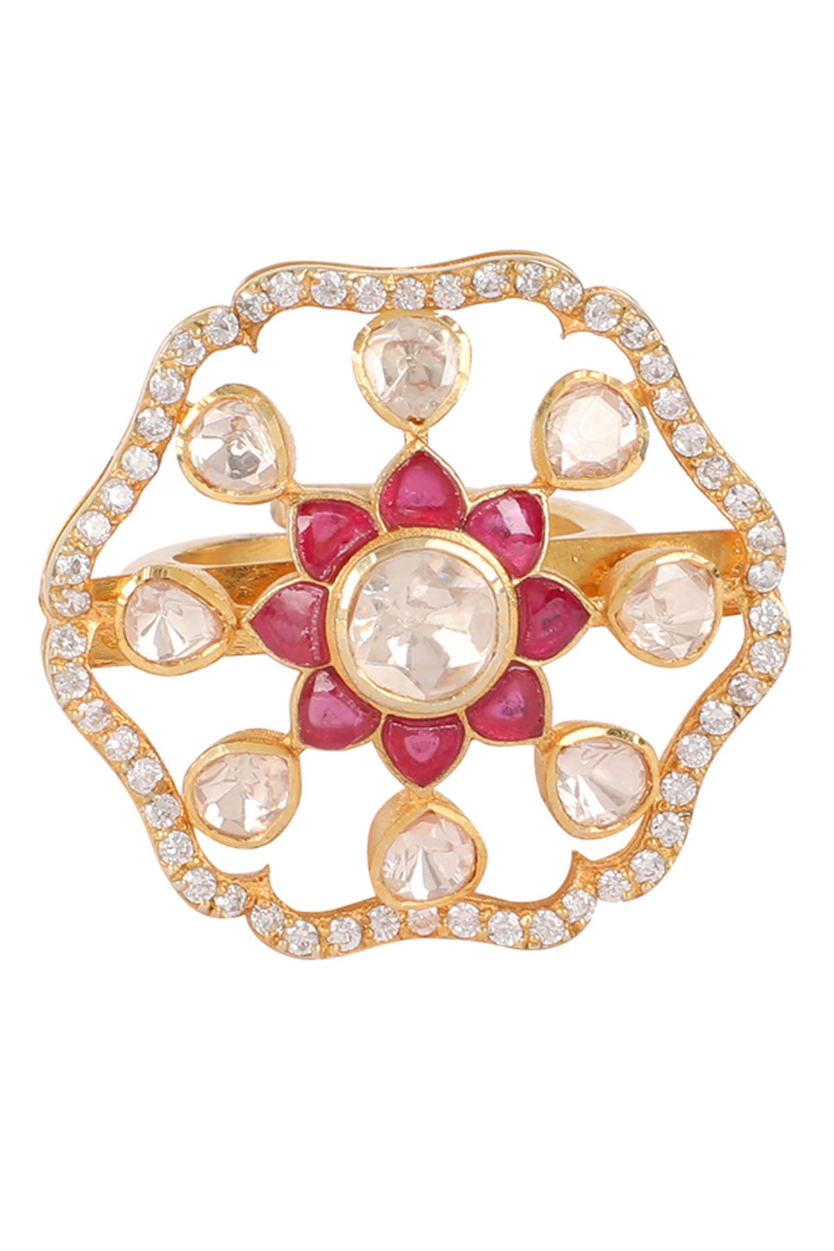 Moissanite Polki Bahaar Ring