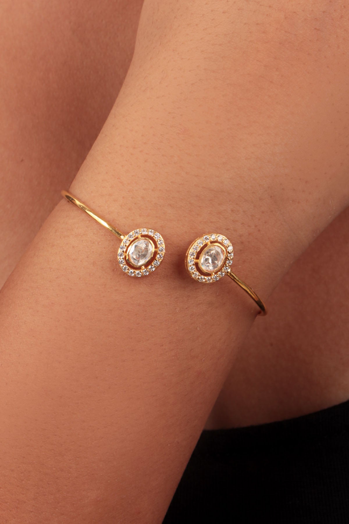 Moissanite Polki Cuff Bracelet