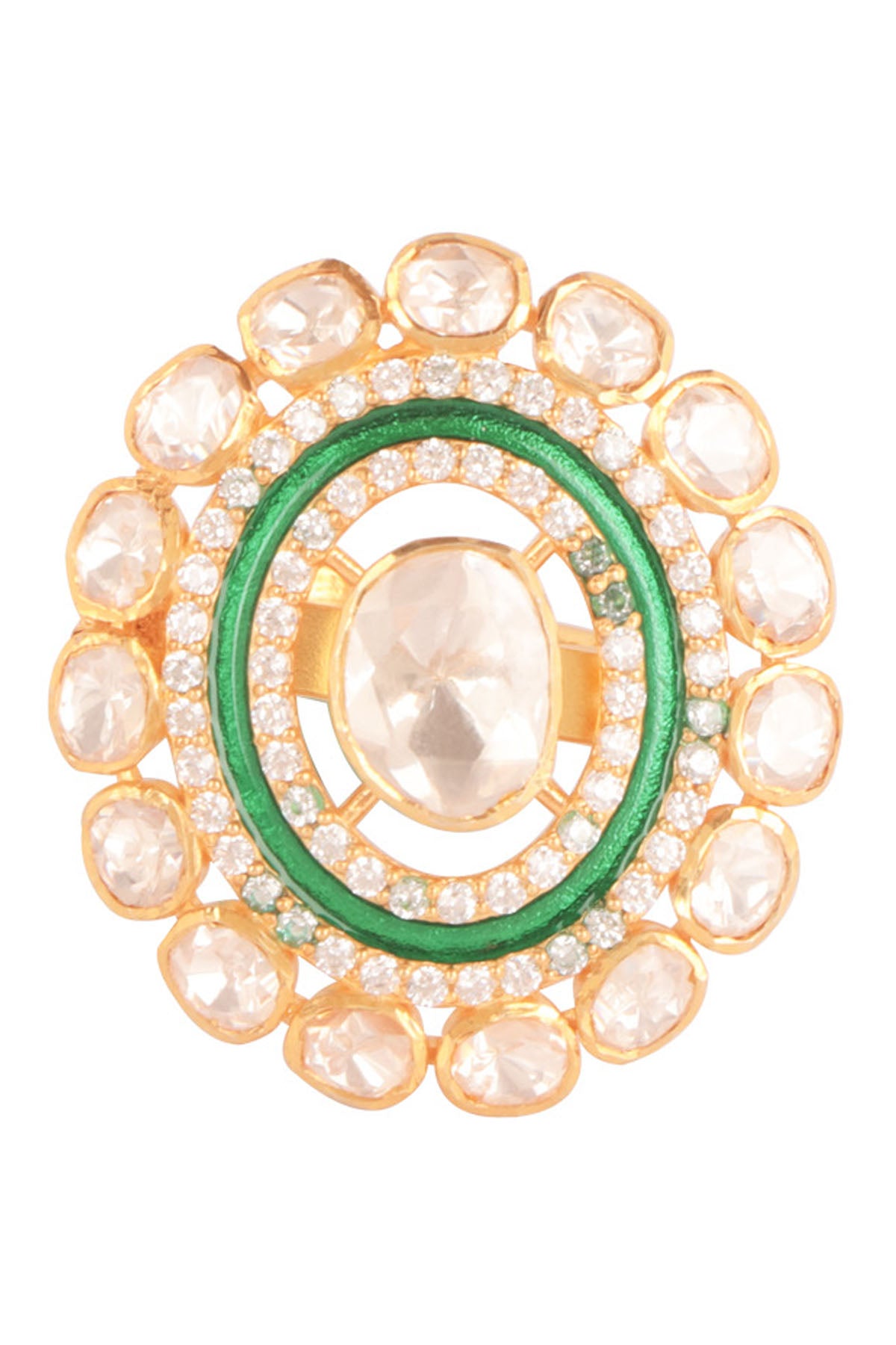 Moissanite Polki Enamelled Ring