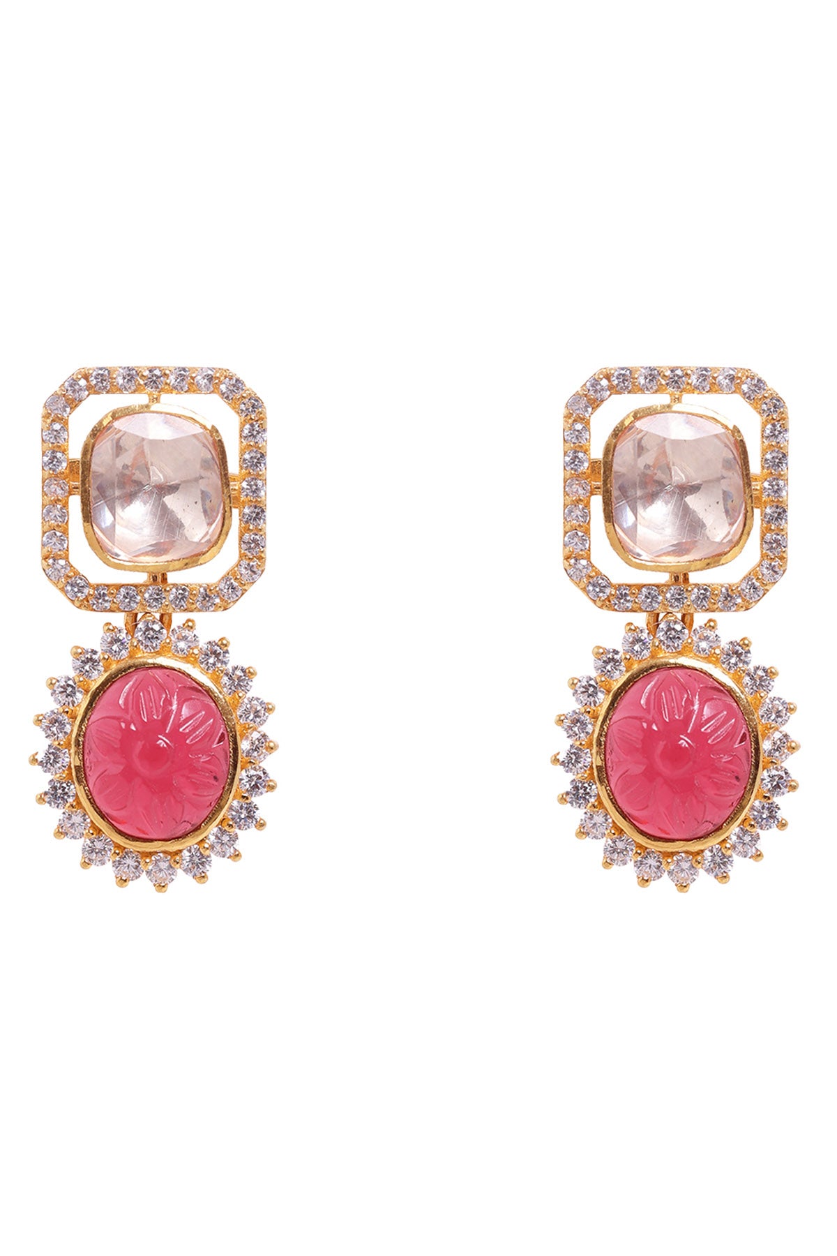 Moissanite Polki Faux Ruby Set