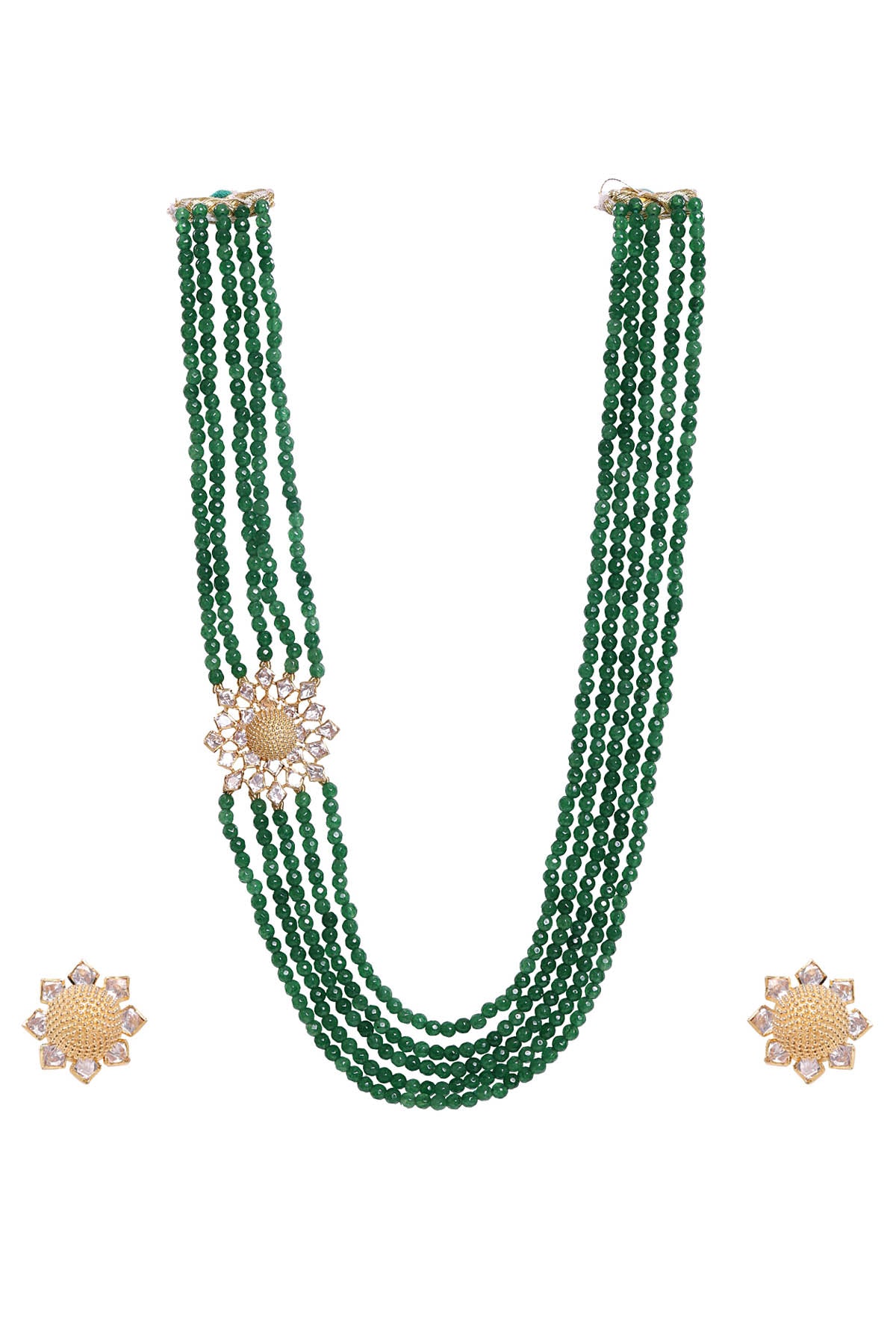 Moissanite Polki Green Mala Set