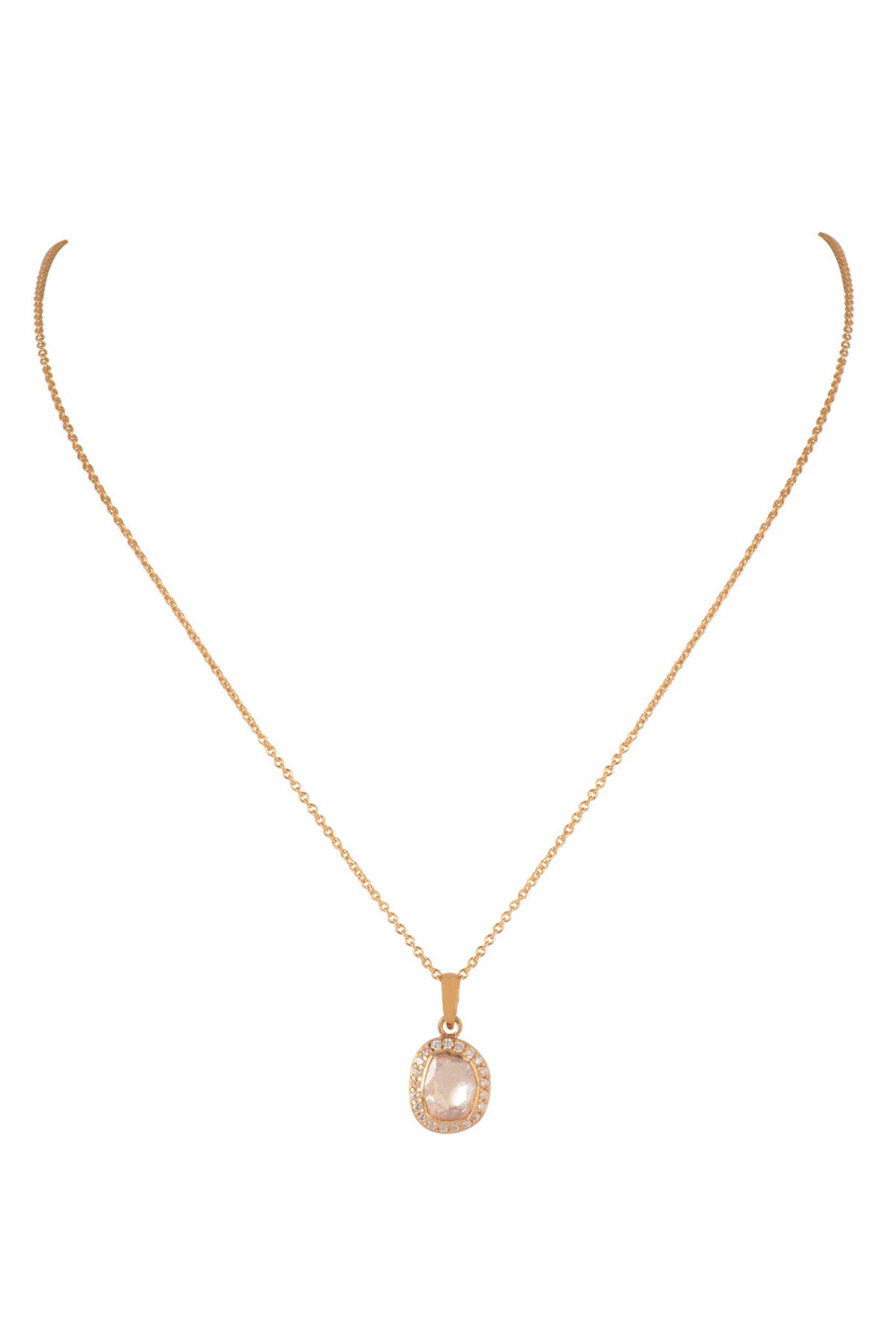 Moissanite Polki Oval Necklace