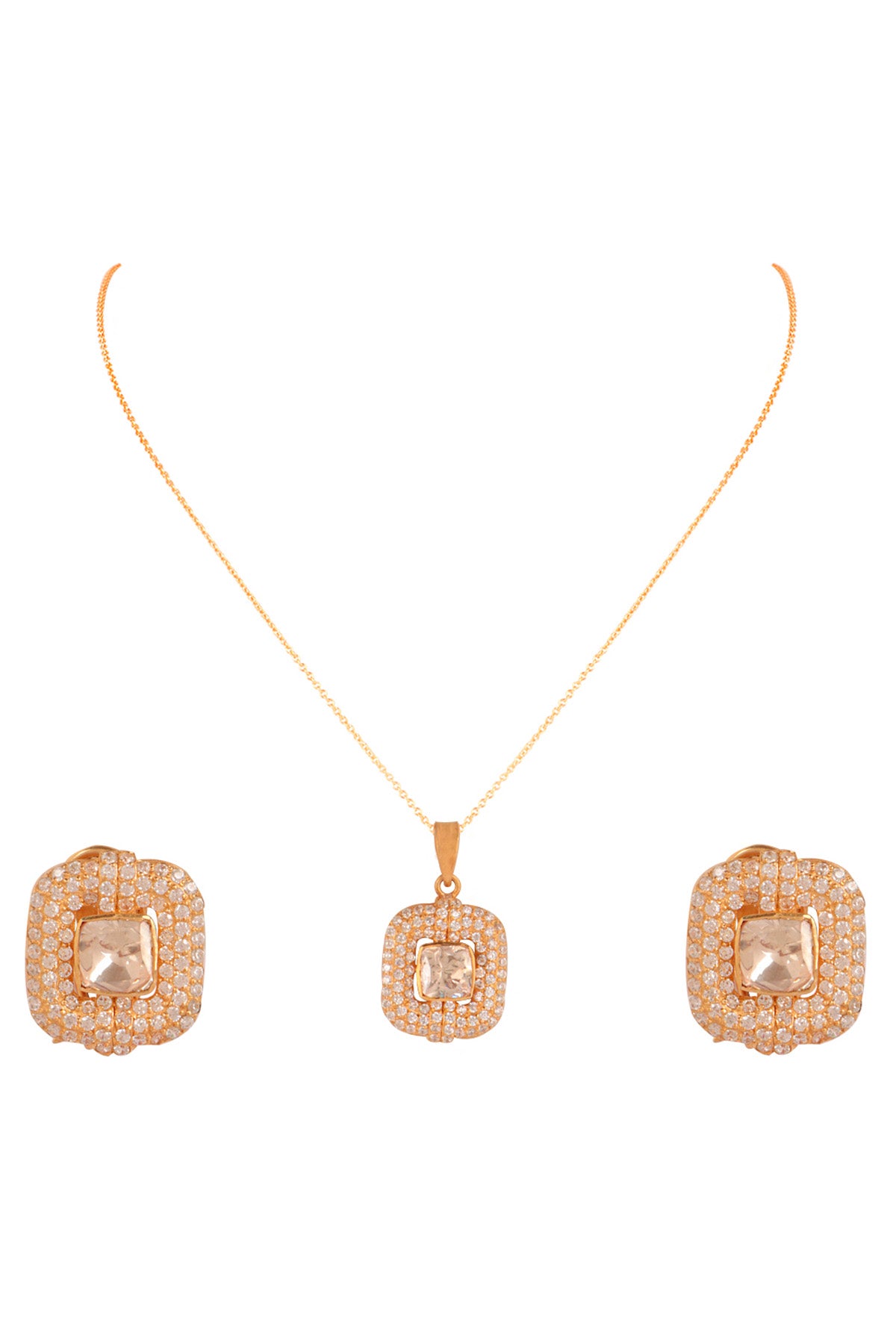 Moissanite Polki Pendant Set