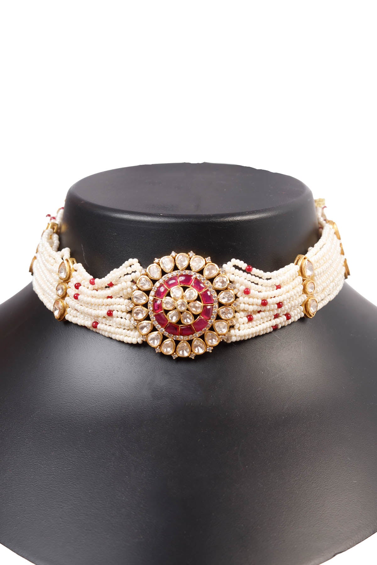 Moissanite Polki Red Choker
