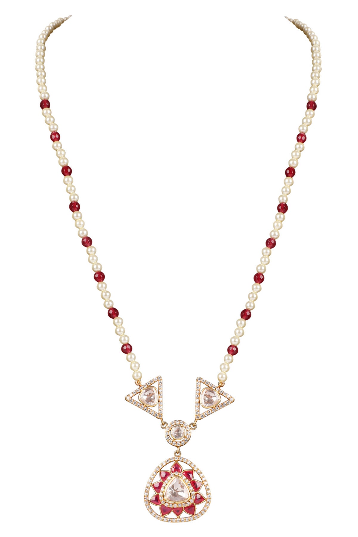 Moissanite Polki Red Necklace