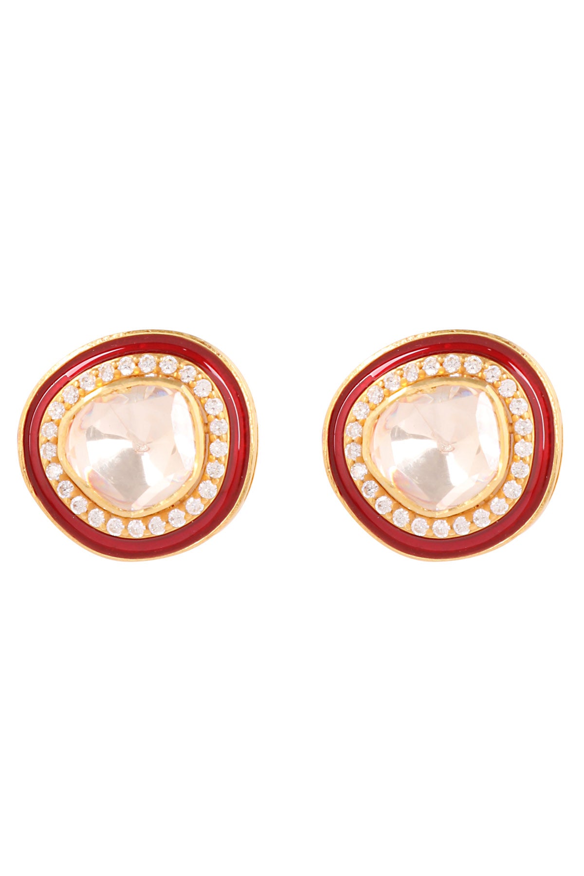 Moissanite Polki Red Studs
