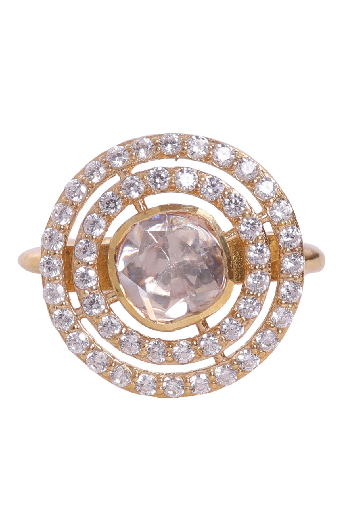 Moissanite Polki Round Ring