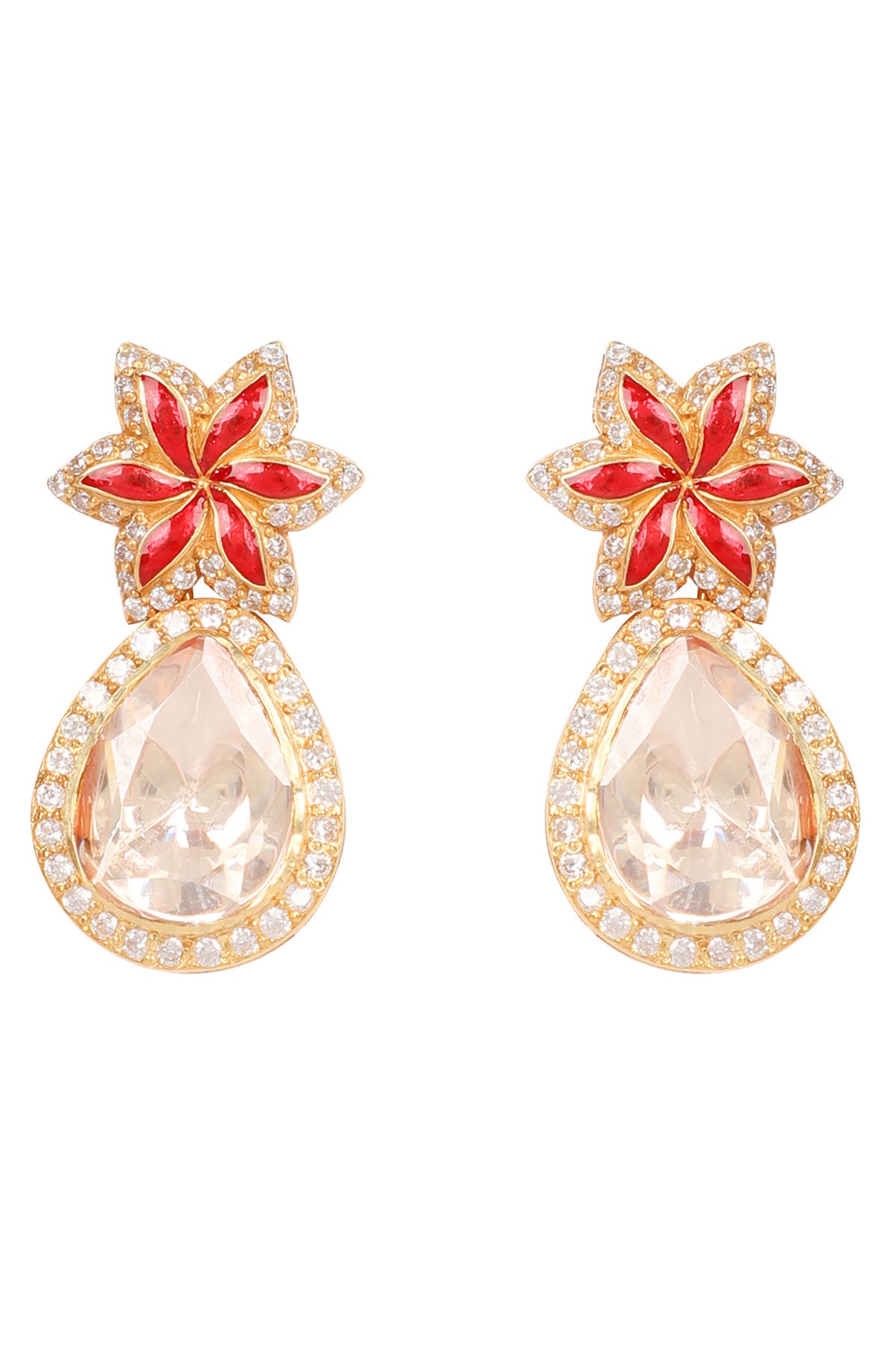 Moissanite Polki Star Earrings