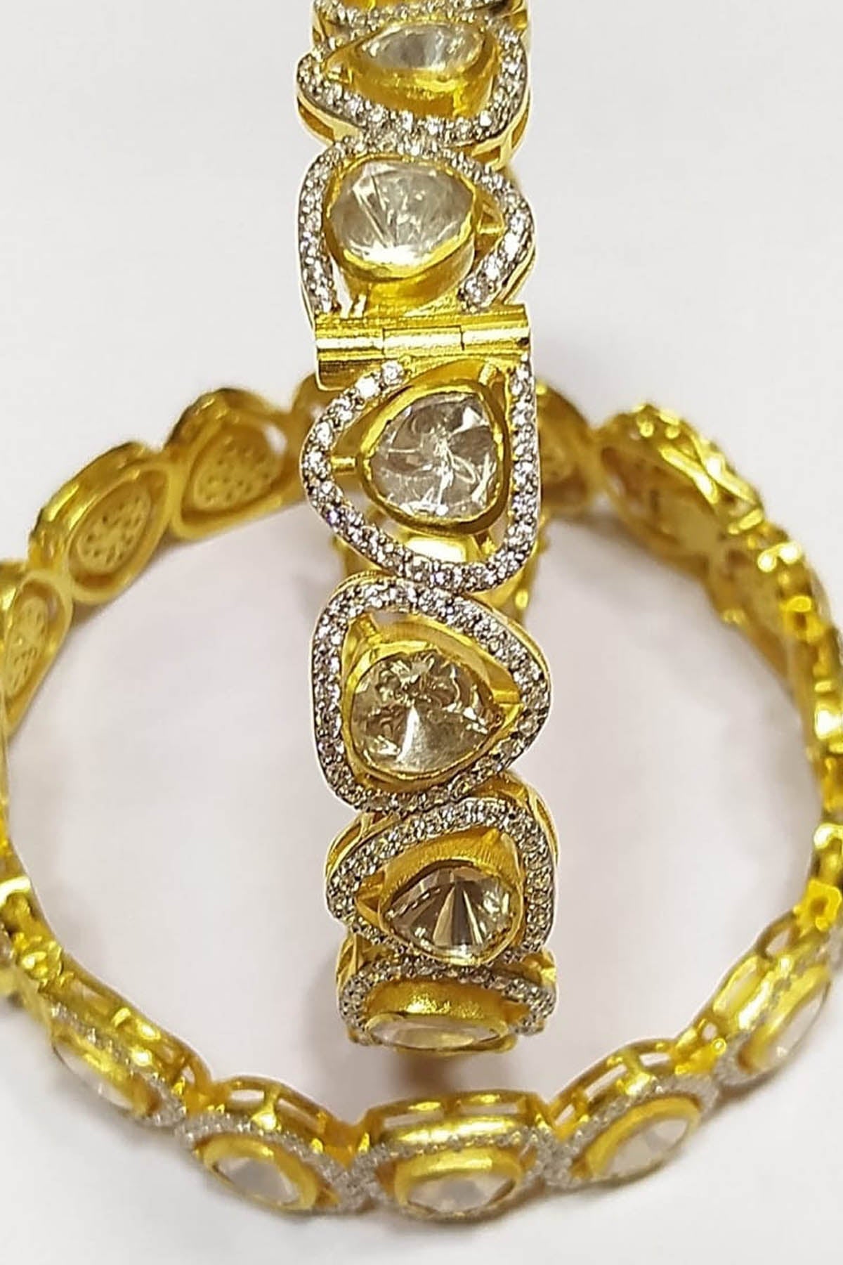 Moissanite Polki Bangle Set