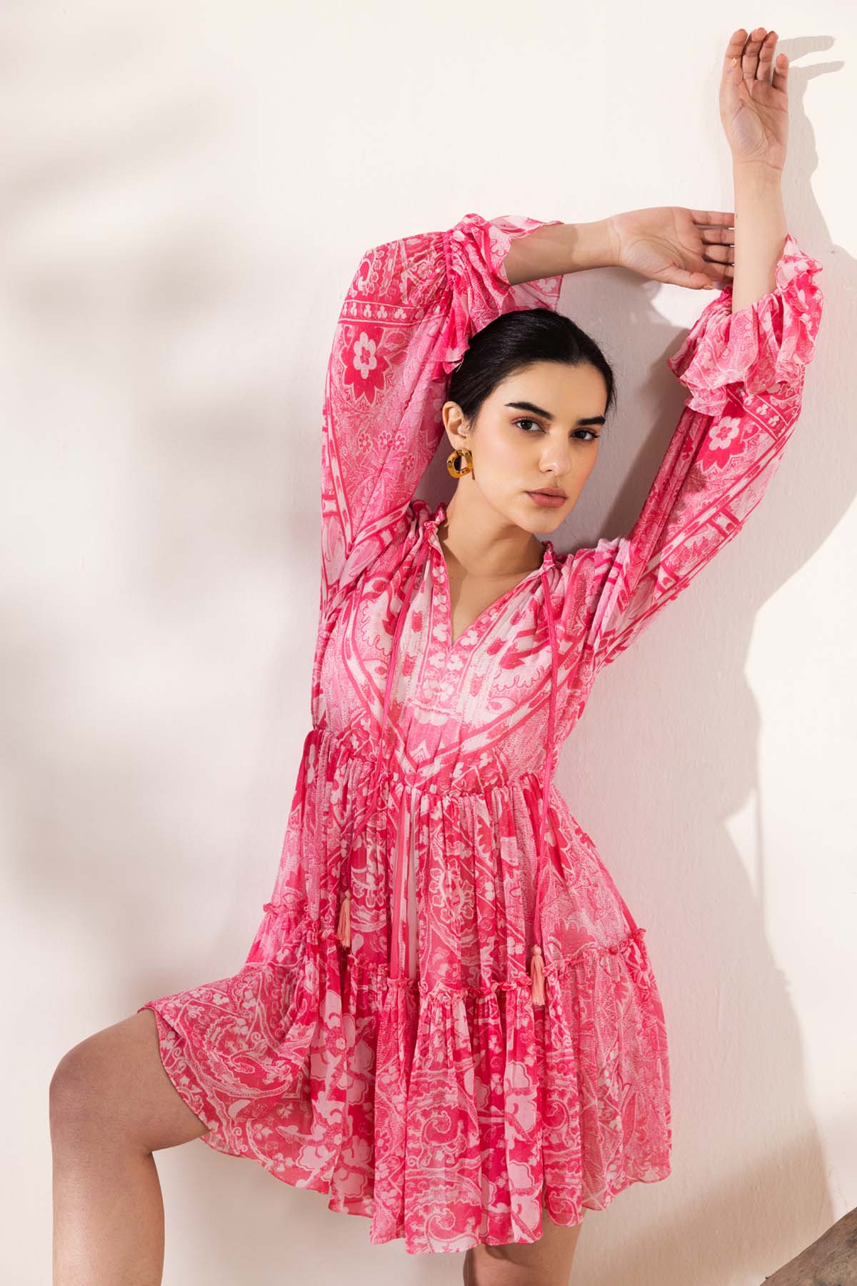 Monochrome Boho Short Dress