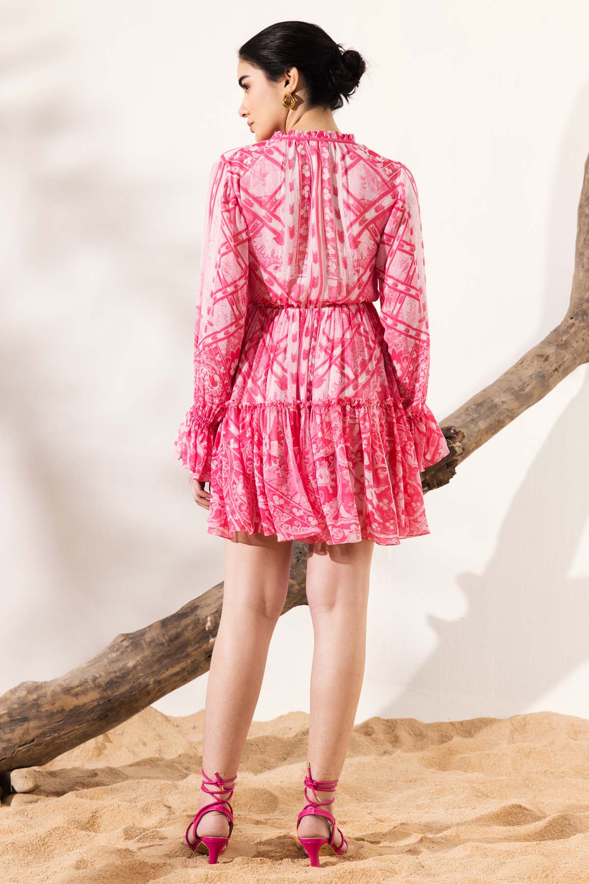 Monochrome Boho Short Dress