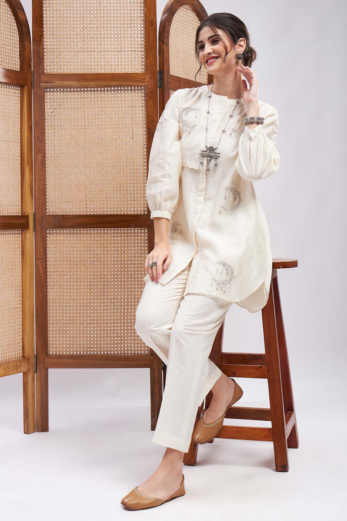 Moon Motif & Sequins Kurta Set