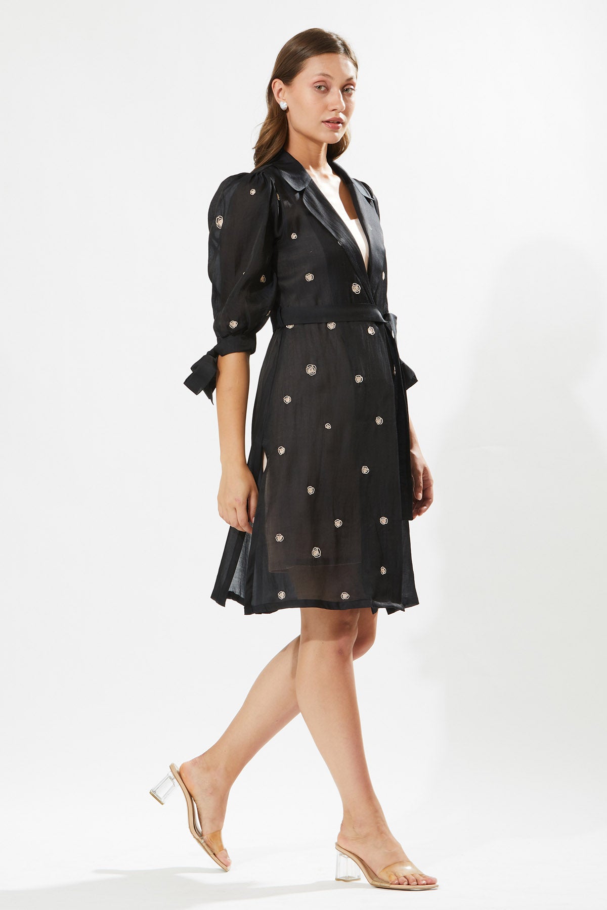 Black Silk Coat Dress