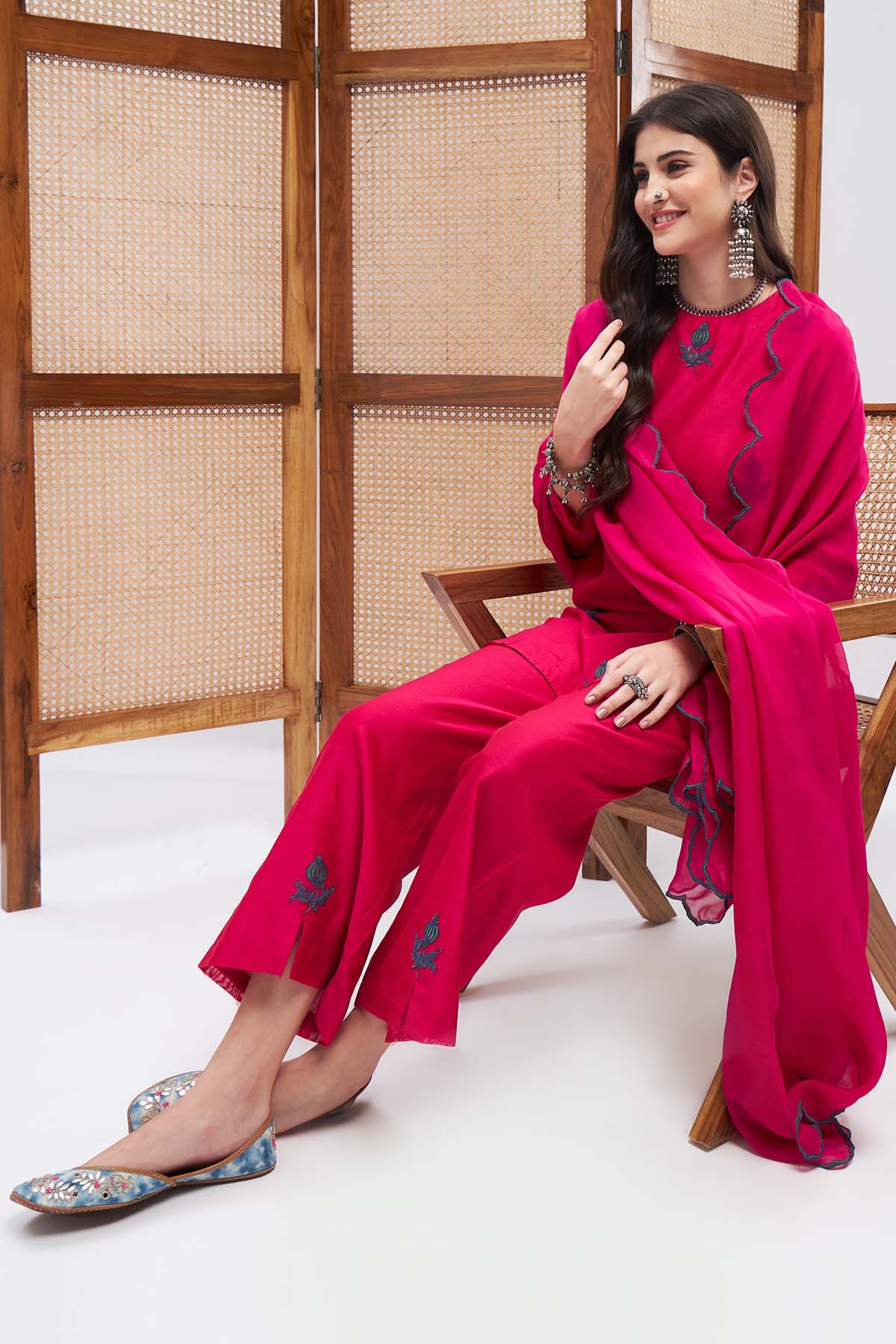 Motif Embroidered Kurta Set