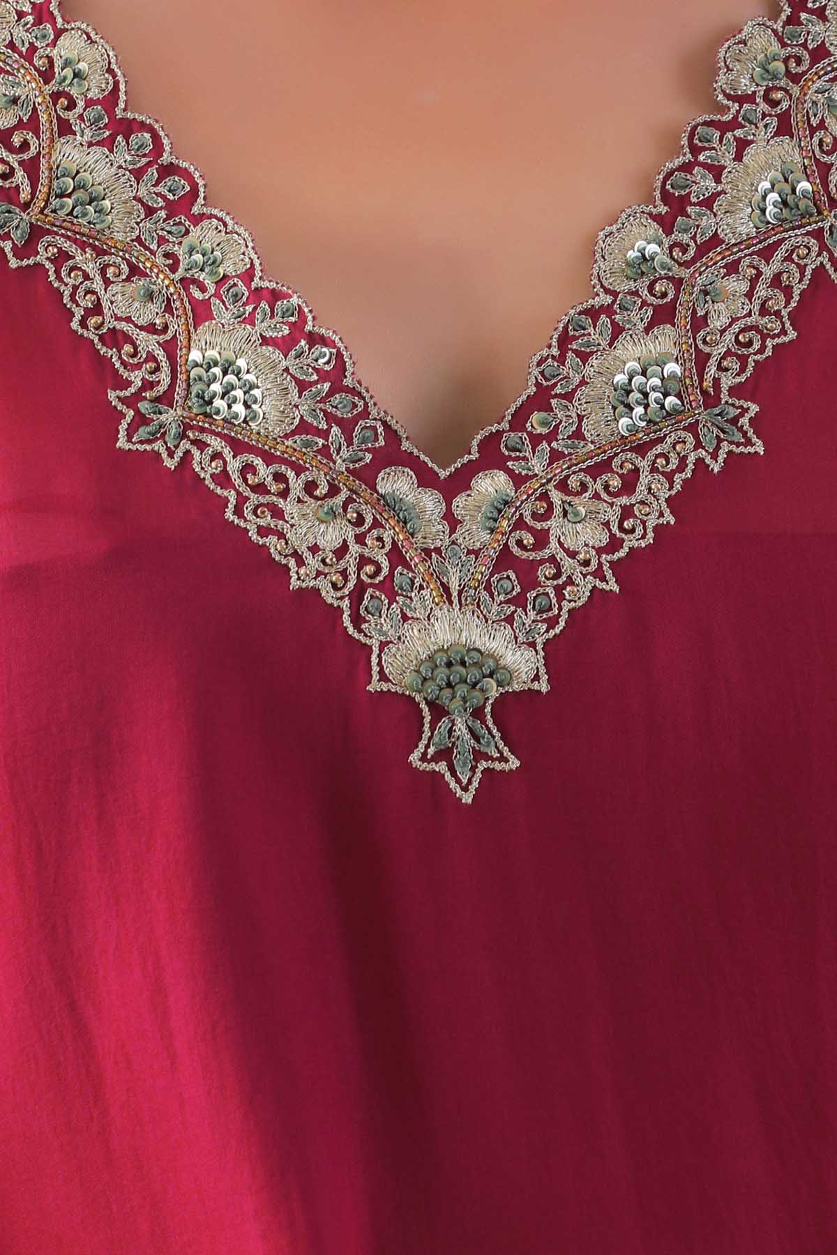 Mulberry Embroidered Kaftan Set