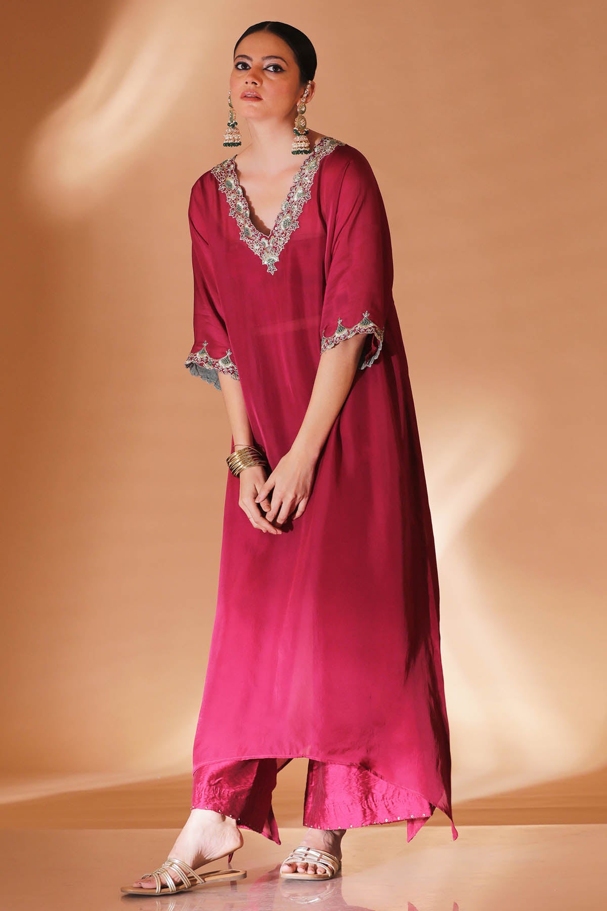 Mulberry Embroidered Kaftan Set