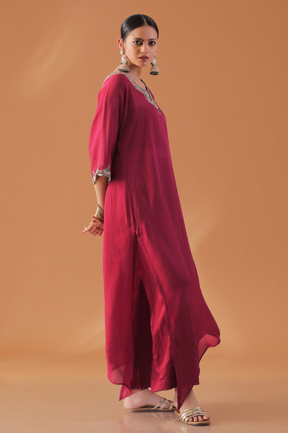 Mulberry Embroidered Kaftan Set