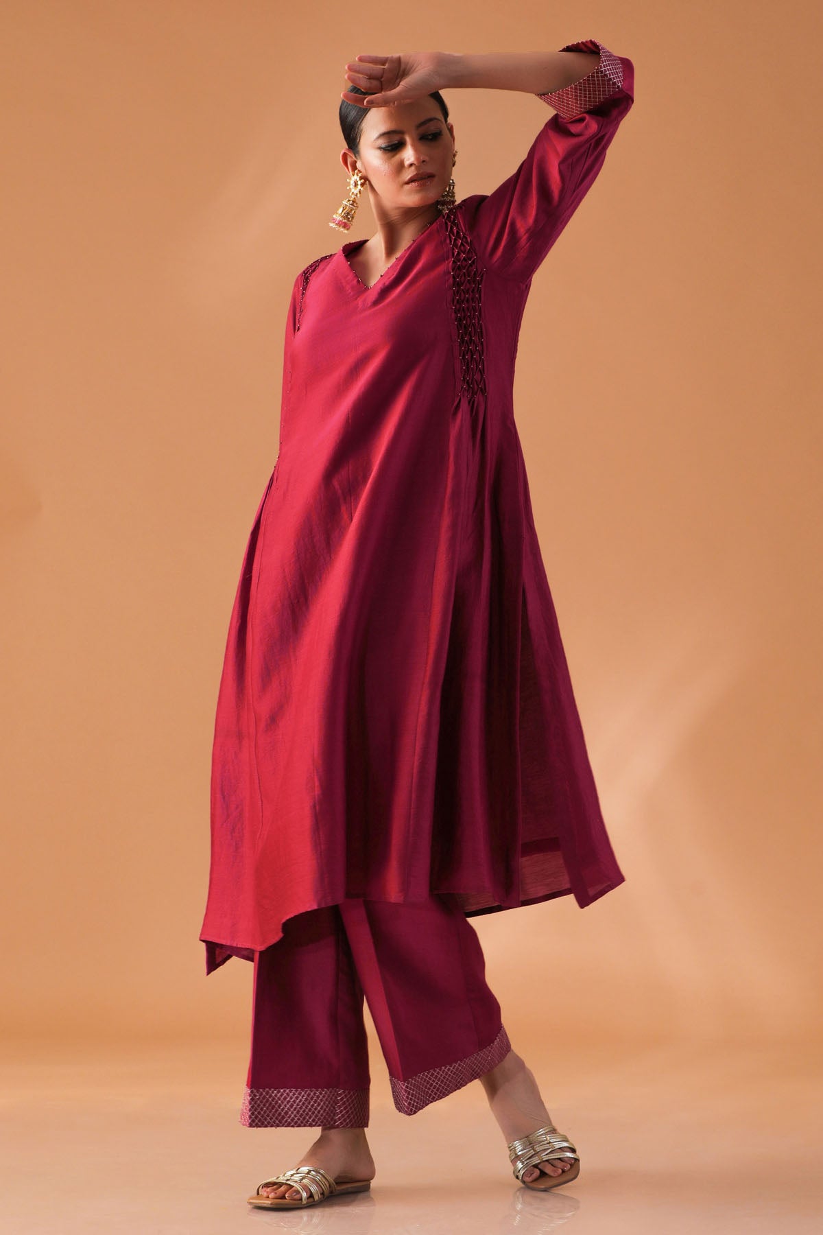 Mulberry Chanderi Silk Kurta Set