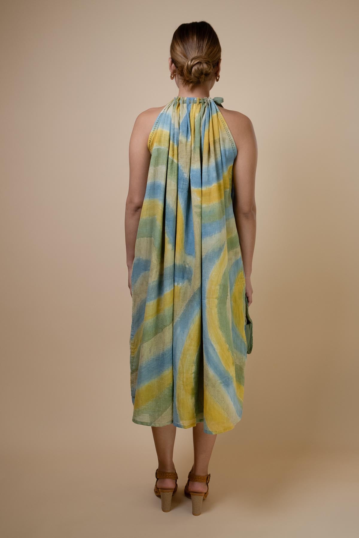 Mulmul Halter Neck Pleat Dress