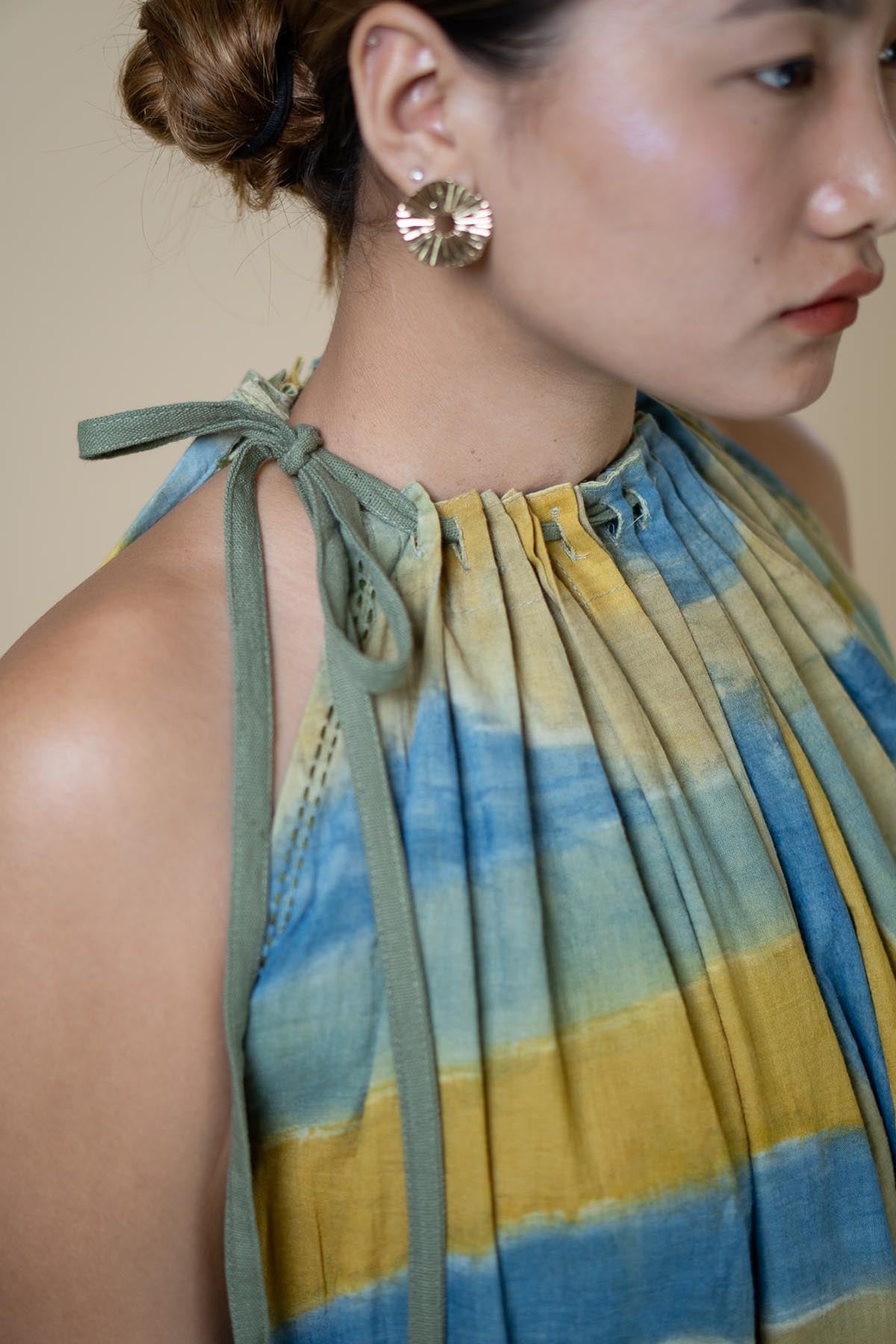 Mulmul Halter Neck Pleat Dress